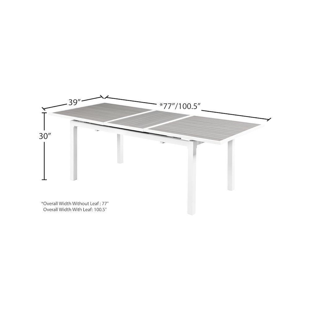 Nizuc Grey Wood Look Accent Paneling Outdoor Patio Dining Table