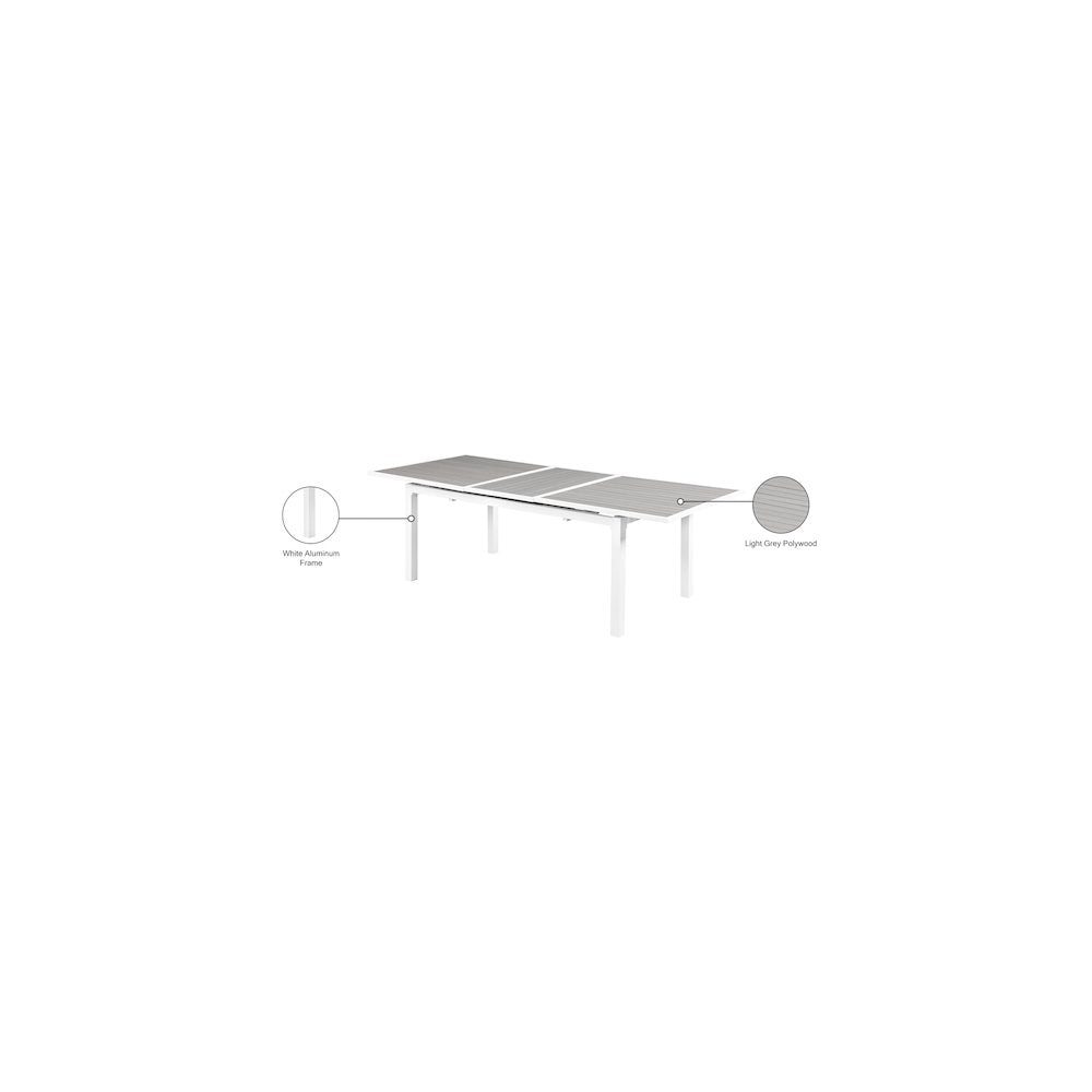 Nizuc Grey Wood Look Accent Paneling Outdoor Patio Dining Table