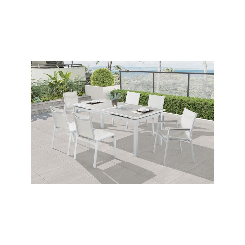 Nizuc Grey Wood Look Accent Paneling Outdoor Patio Dining Table