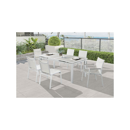 Nizuc Grey Wood Look Accent Paneling Outdoor Patio Dining Table