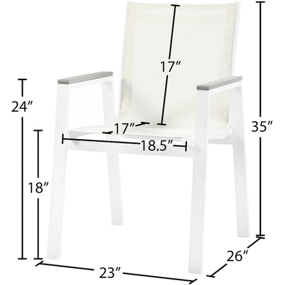 Nizuc White Mesh Water Resistant Fabric Outdoor Patio Dining Arm Chair, Set of 2