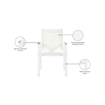 Nizuc White Mesh Water Resistant Fabric Outdoor Patio Dining Arm Chair, Set of 2