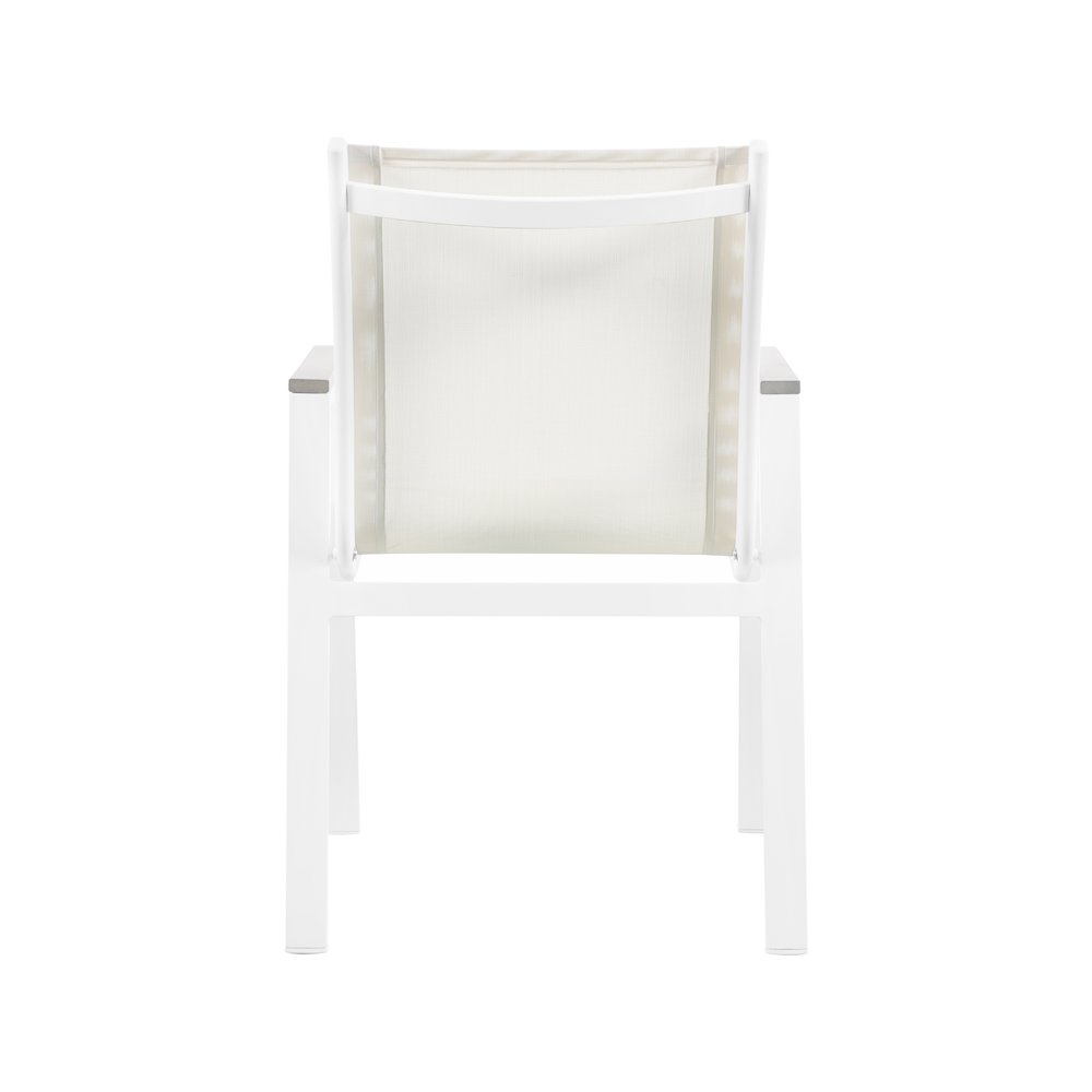 Nizuc White Mesh Water Resistant Fabric Outdoor Patio Dining Arm Chair, Set of 2