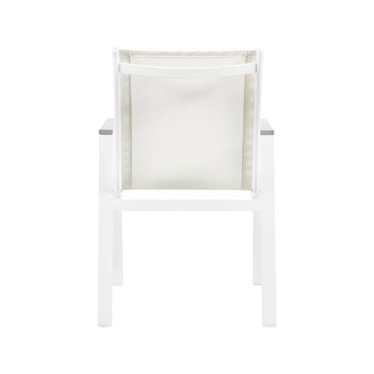 Nizuc White Mesh Water Resistant Fabric Outdoor Patio Dining Arm Chair, Set of 2