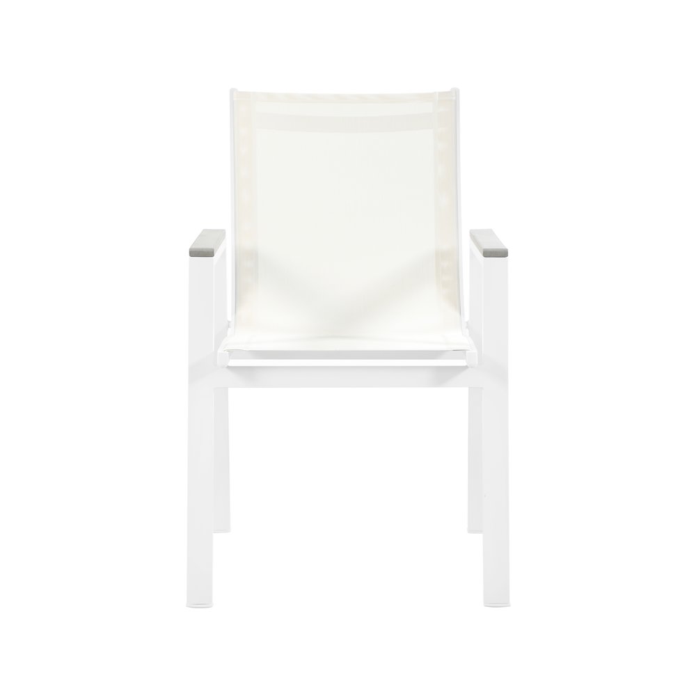 Nizuc White Mesh Water Resistant Fabric Outdoor Patio Dining Arm Chair, Set of 2