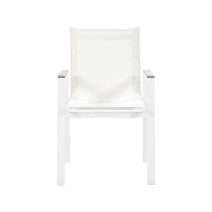Nizuc White Mesh Water Resistant Fabric Outdoor Patio Dining Arm Chair, Set of 2