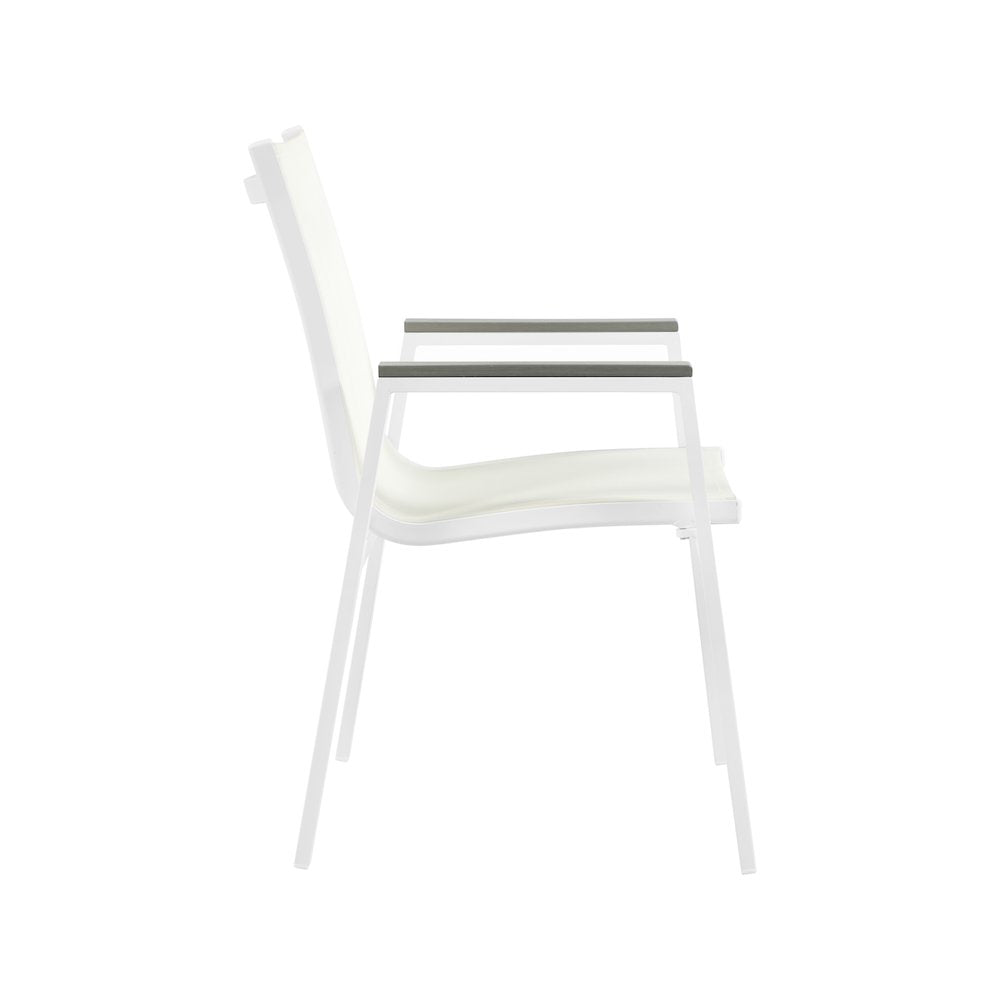 Nizuc White Mesh Water Resistant Fabric Outdoor Patio Dining Arm Chair, Set of 2