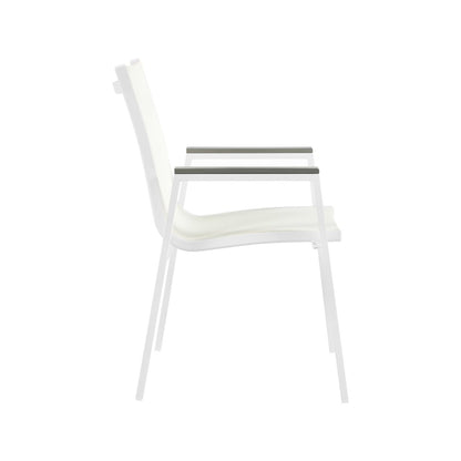 Nizuc White Mesh Water Resistant Fabric Outdoor Patio Dining Arm Chair, Set of 2