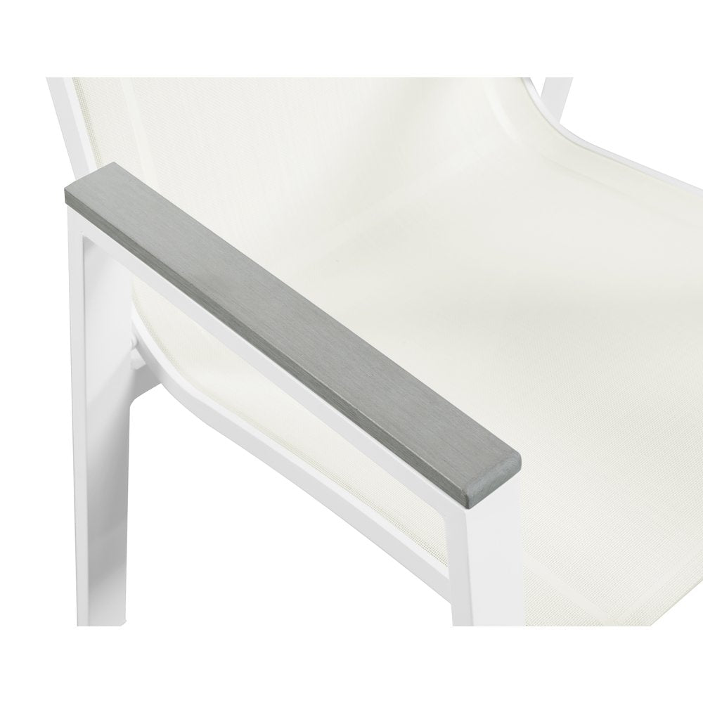 Nizuc White Mesh Water Resistant Fabric Outdoor Patio Dining Arm Chair, Set of 2