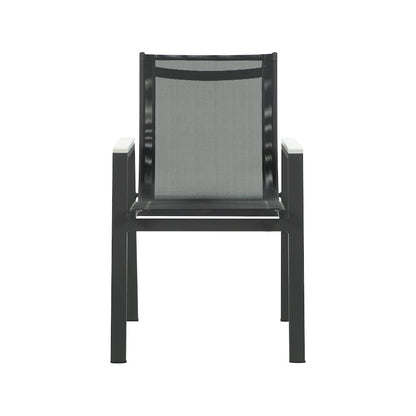 Nizuc Black Mesh Water Resistant Fabric Outdoor Patio Dining Arm Chair, Set of 2
