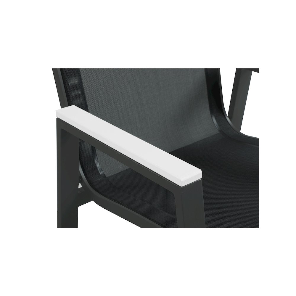 Nizuc Black Mesh Water Resistant Fabric Outdoor Patio Dining Arm Chair, Set of 2