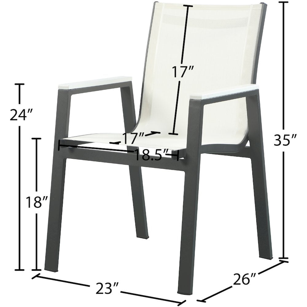 Nizuc White Mesh Water Resistant Fabric Outdoor Patio Dining Arm Chair, Set of 2