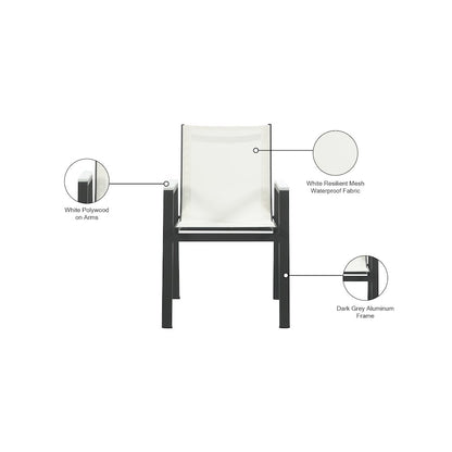 Nizuc White Mesh Water Resistant Fabric Outdoor Patio Dining Arm Chair, Set of 2