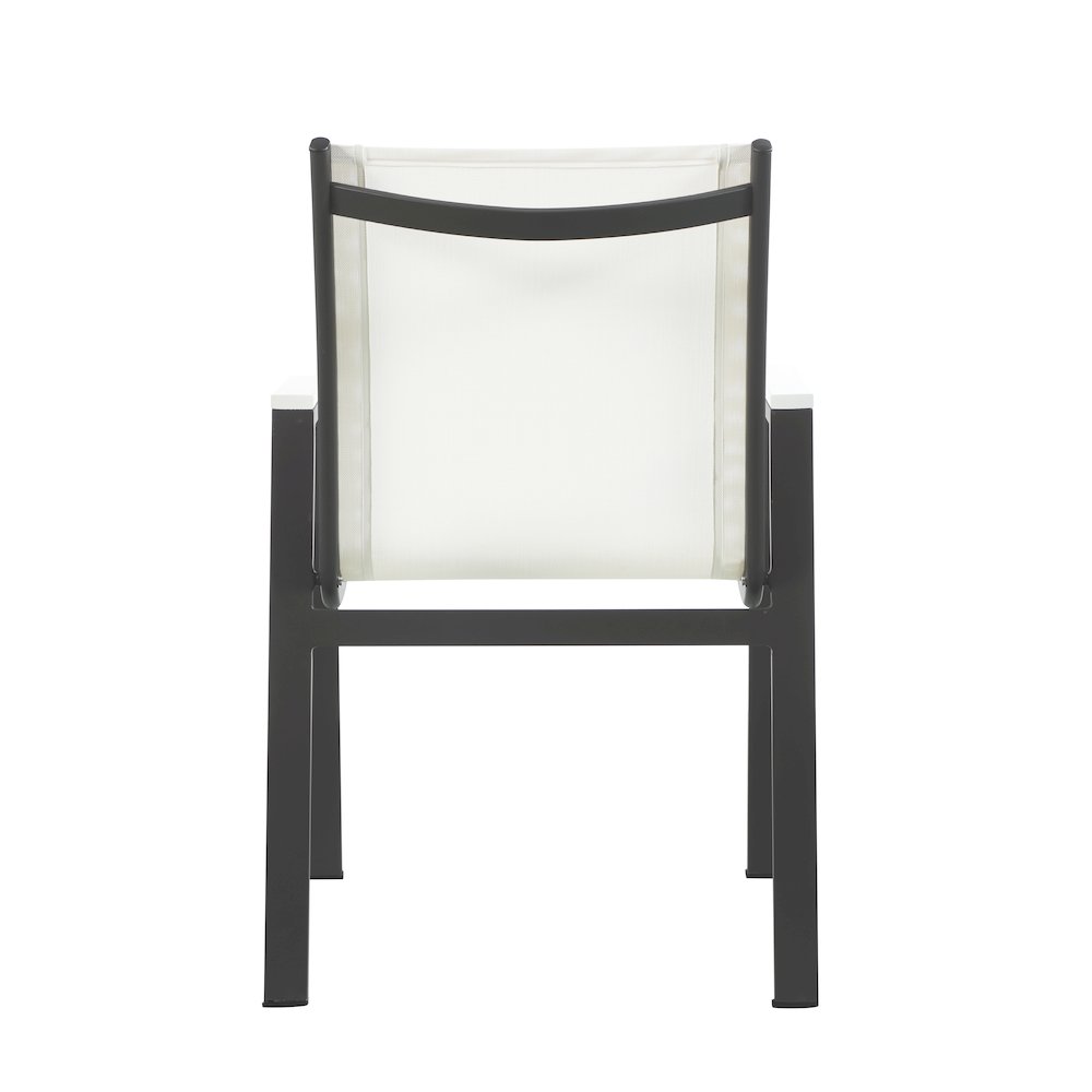 Nizuc White Mesh Water Resistant Fabric Outdoor Patio Dining Arm Chair, Set of 2