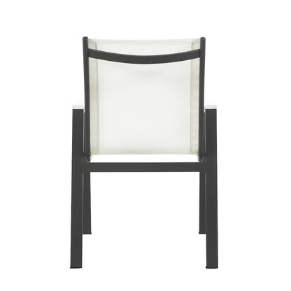 Nizuc White Mesh Water Resistant Fabric Outdoor Patio Dining Arm Chair, Set of 2