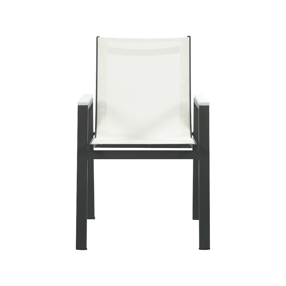 Nizuc White Mesh Water Resistant Fabric Outdoor Patio Dining Arm Chair, Set of 2
