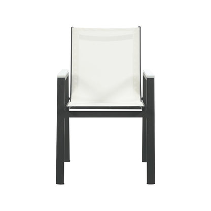 Nizuc White Mesh Water Resistant Fabric Outdoor Patio Dining Arm Chair, Set of 2