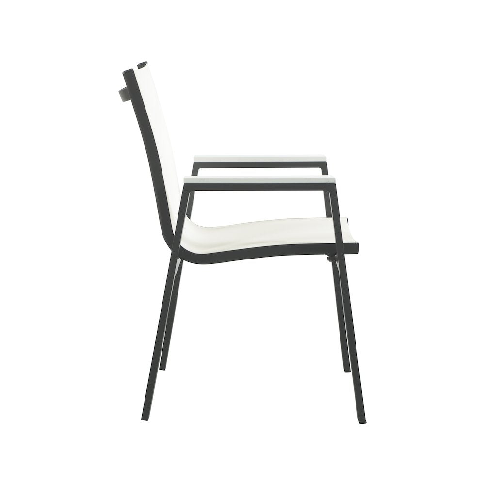 Nizuc White Mesh Water Resistant Fabric Outdoor Patio Dining Arm Chair, Set of 2