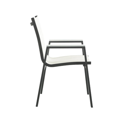 Nizuc White Mesh Water Resistant Fabric Outdoor Patio Dining Arm Chair, Set of 2