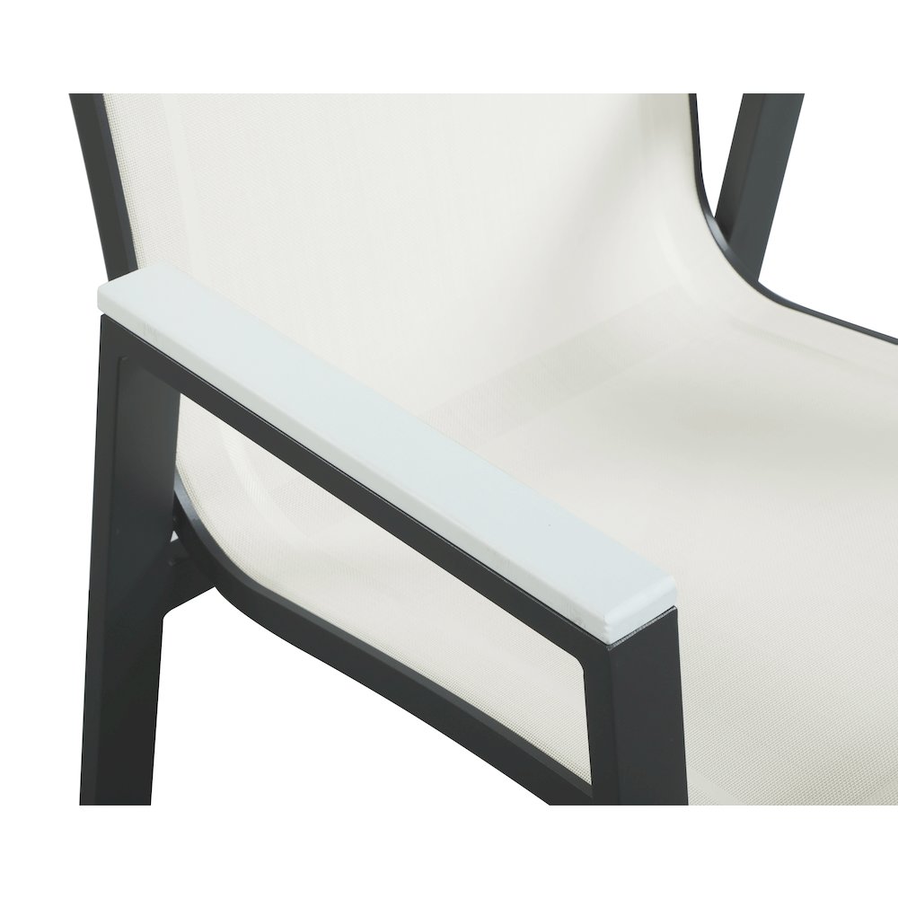 Nizuc White Mesh Water Resistant Fabric Outdoor Patio Dining Arm Chair, Set of 2