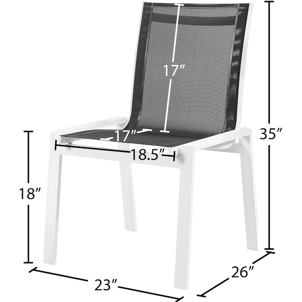 Nizuc Black Mesh Water Resistant Fabric Outdoor Patio Dining Chair, Set of 2