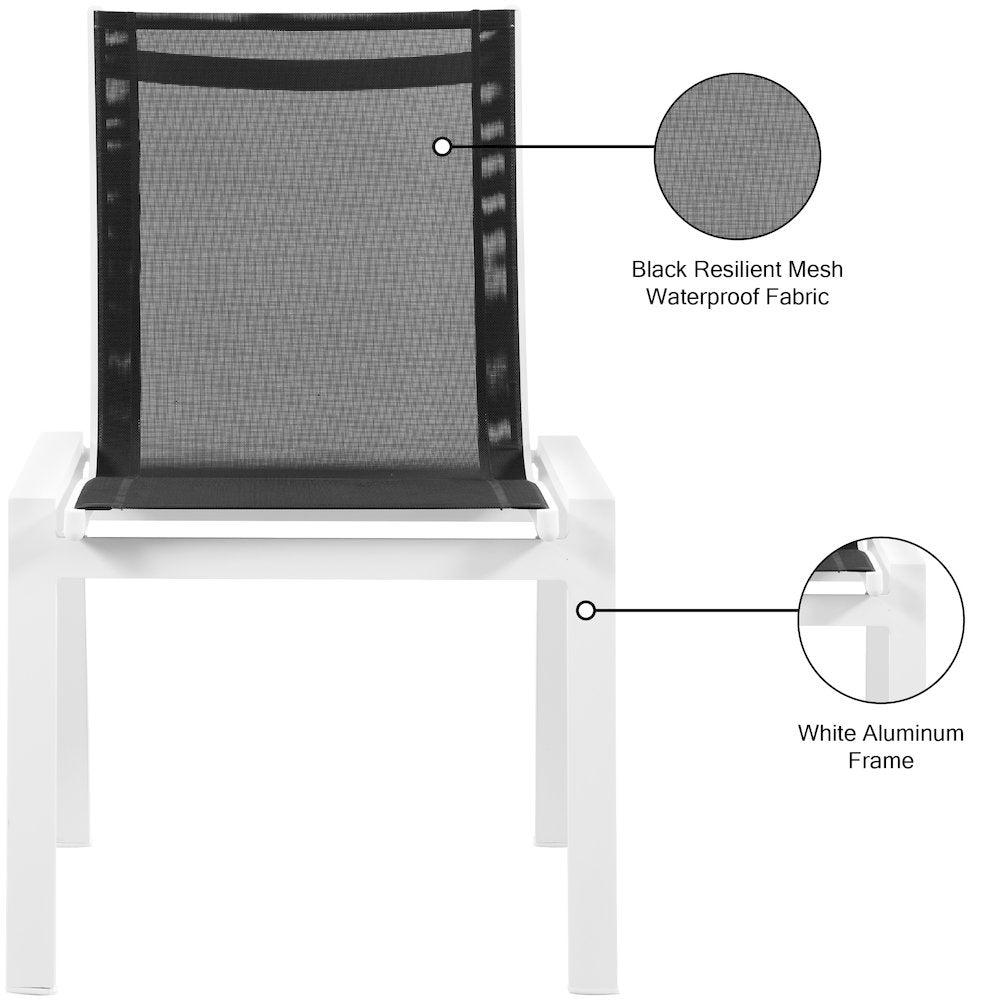 Nizuc Black Mesh Water Resistant Fabric Outdoor Patio Dining Chair, Set of 2