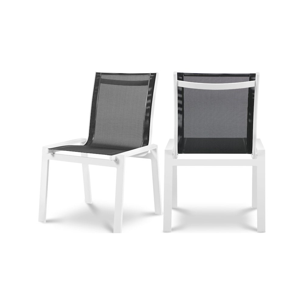 Nizuc Black Mesh Water Resistant Fabric Outdoor Patio Dining Chair, Set of 2