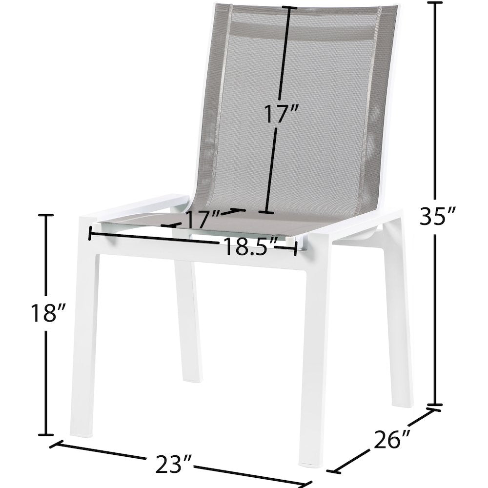 Nizuc Grey Mesh Water Resistant Fabric Outdoor Patio Dining Chair, Set of 2