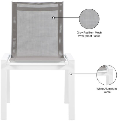 Nizuc Grey Mesh Water Resistant Fabric Outdoor Patio Dining Chair, Set of 2