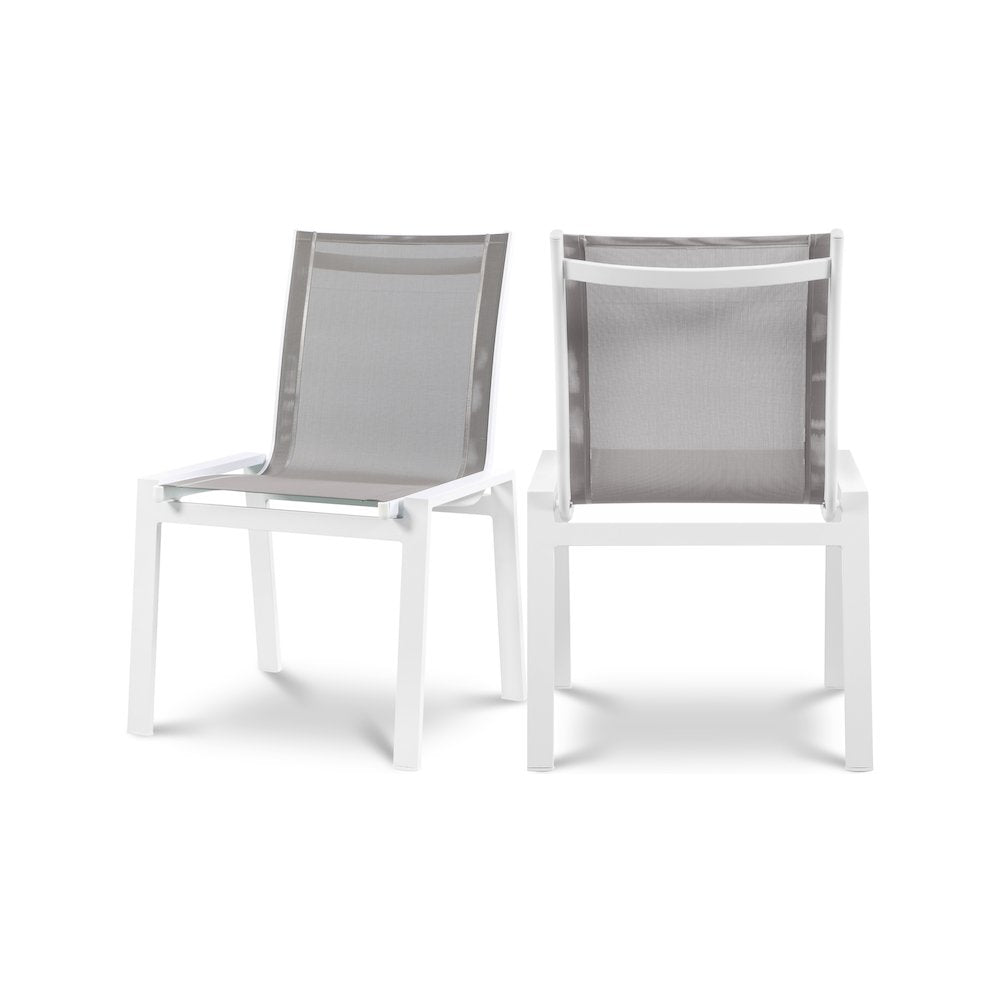 Nizuc Grey Mesh Water Resistant Fabric Outdoor Patio Dining Chair, Set of 2
