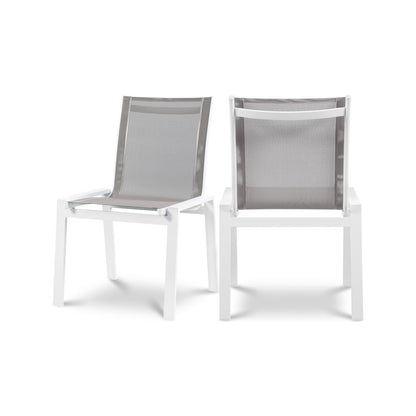 Nizuc Grey Mesh Water Resistant Fabric Outdoor Patio Dining Chair, Set of 2