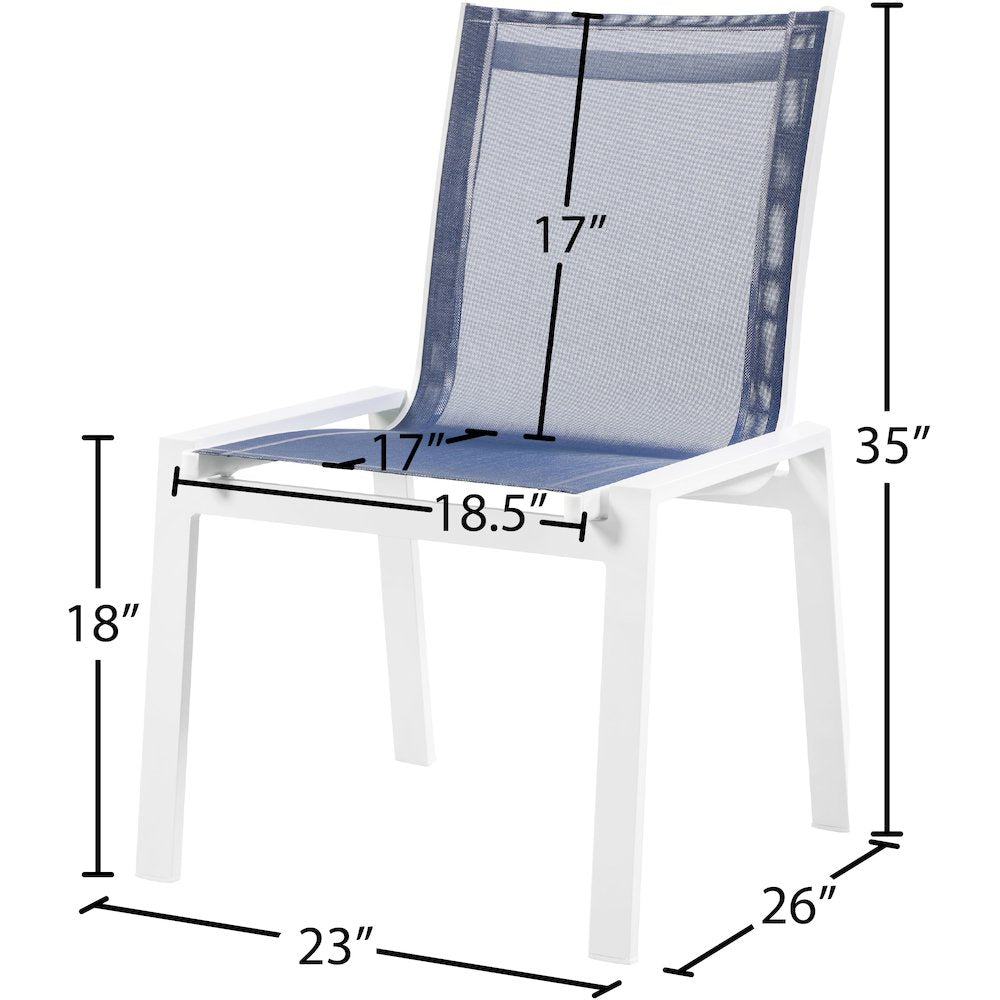 Nizuc Navy Mesh Water Resistant Fabric Outdoor Patio Dining Chair, Set of 2