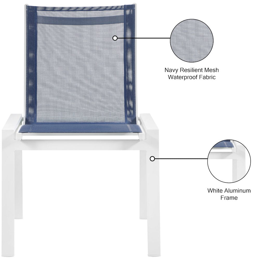 Nizuc Navy Mesh Water Resistant Fabric Outdoor Patio Dining Chair, Set of 2