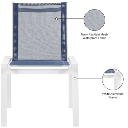 Nizuc Navy Mesh Water Resistant Fabric Outdoor Patio Dining Chair, Set of 2