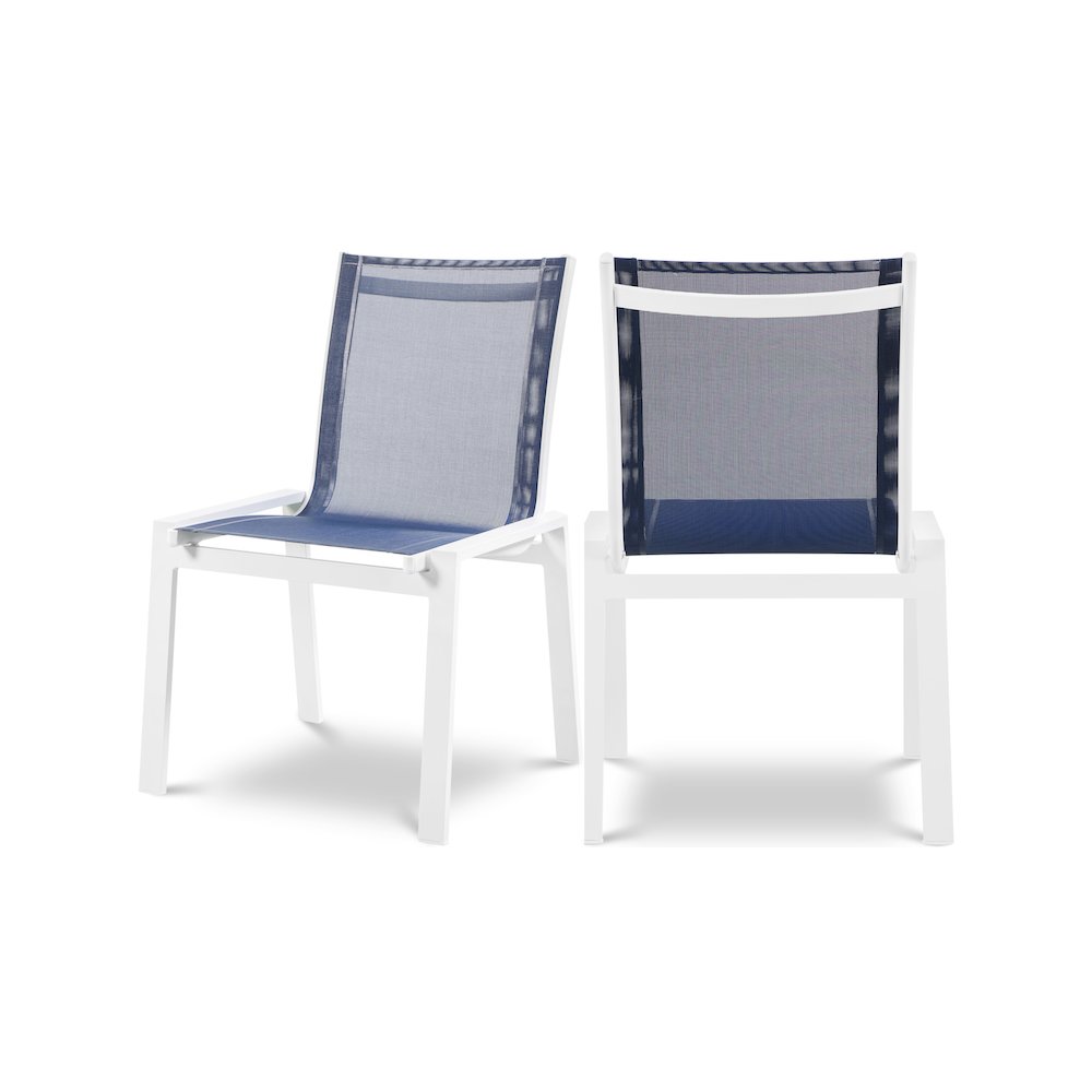 Nizuc Navy Mesh Water Resistant Fabric Outdoor Patio Dining Chair, Set of 2