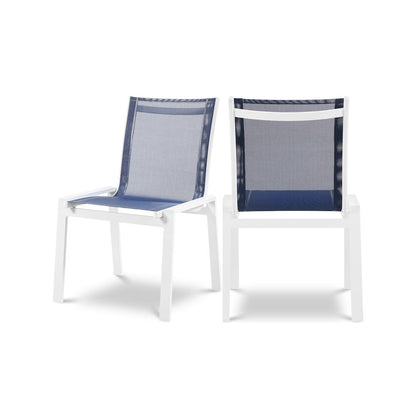 Nizuc Navy Mesh Water Resistant Fabric Outdoor Patio Dining Chair, Set of 2