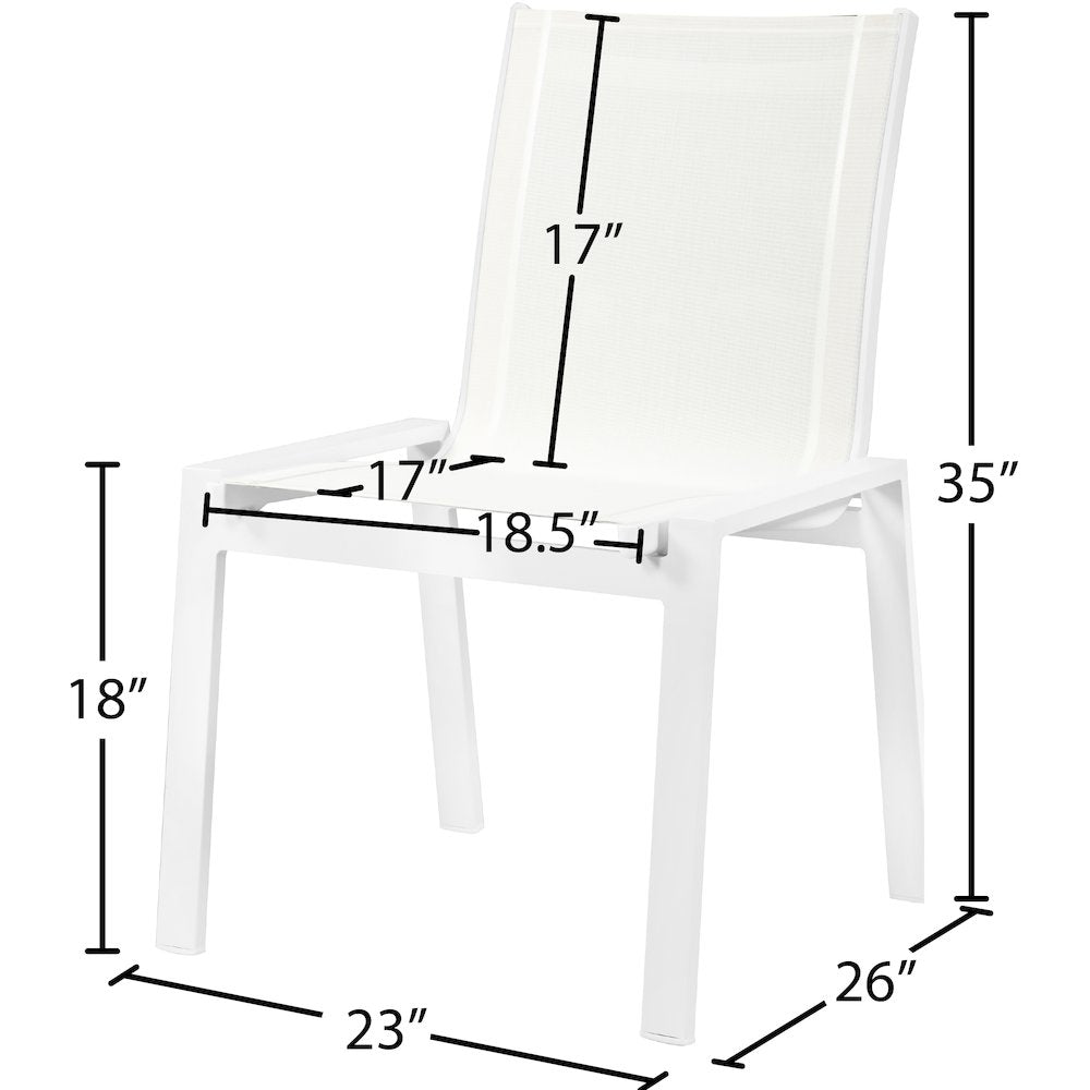 Nizuc White Mesh Water Resistant Fabric Outdoor Patio Dining Chair, Set of 2