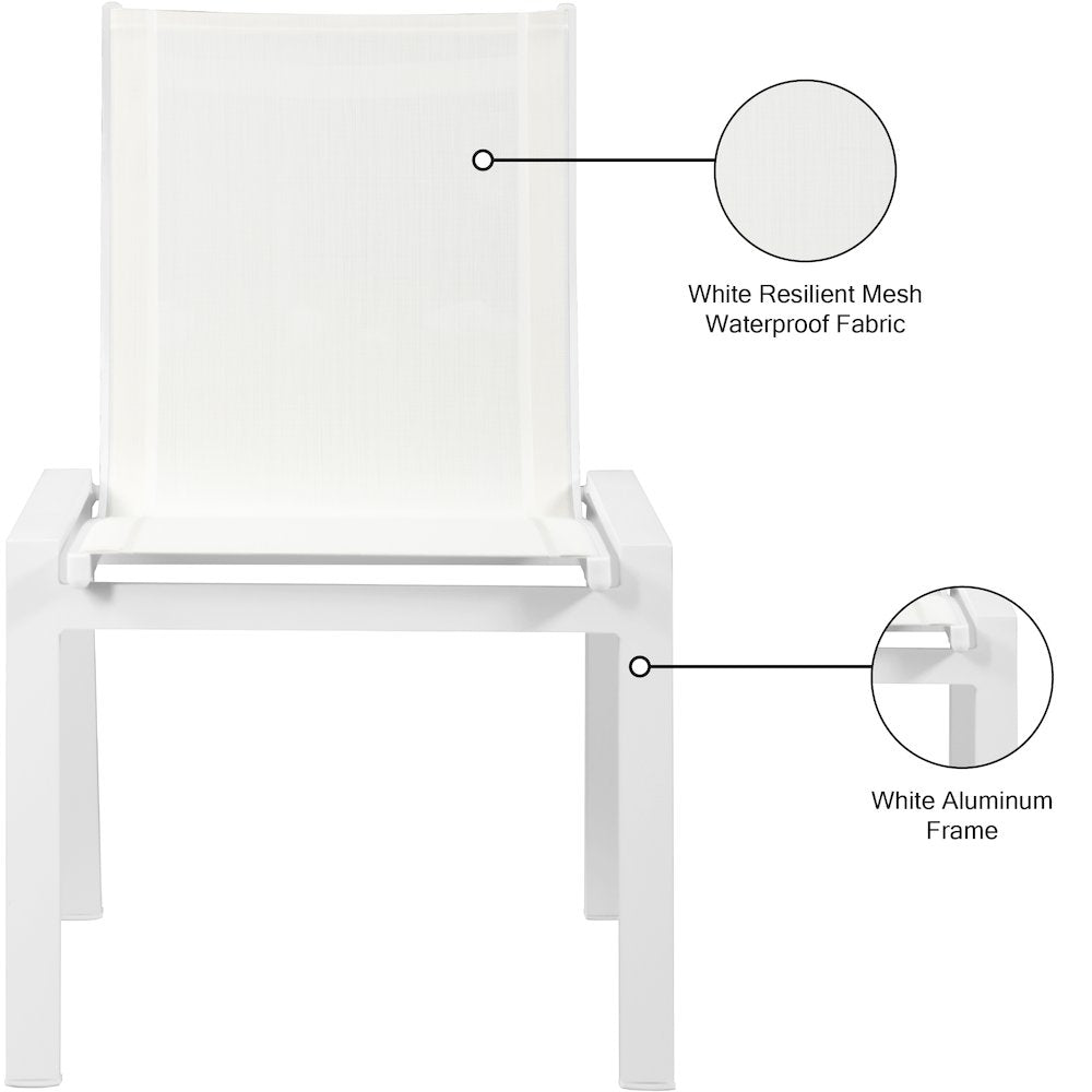 Nizuc White Mesh Water Resistant Fabric Outdoor Patio Dining Chair, Set of 2
