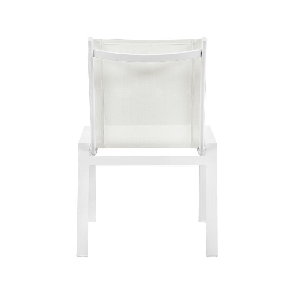 Nizuc White Mesh Water Resistant Fabric Outdoor Patio Dining Chair, Set of 2
