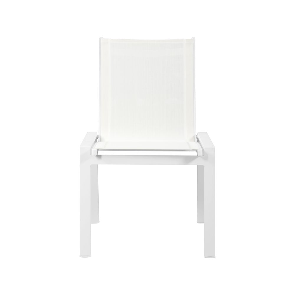Nizuc White Mesh Water Resistant Fabric Outdoor Patio Dining Chair, Set of 2