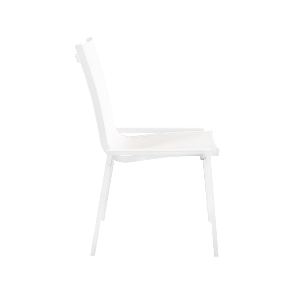Nizuc White Mesh Water Resistant Fabric Outdoor Patio Dining Chair, Set of 2