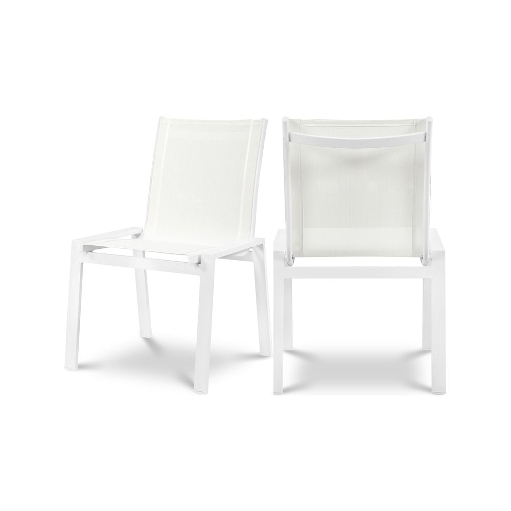 Nizuc White Mesh Water Resistant Fabric Outdoor Patio Dining Chair, Set of 2