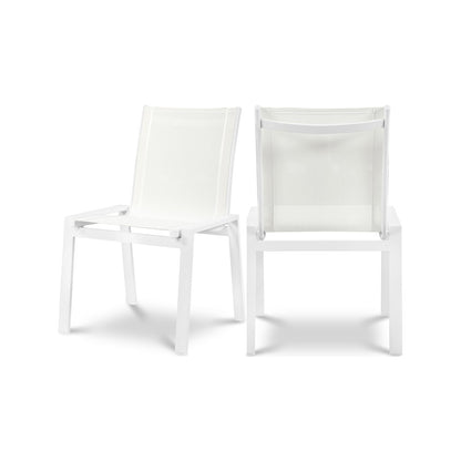 Nizuc White Mesh Water Resistant Fabric Outdoor Patio Dining Chair, Set of 2