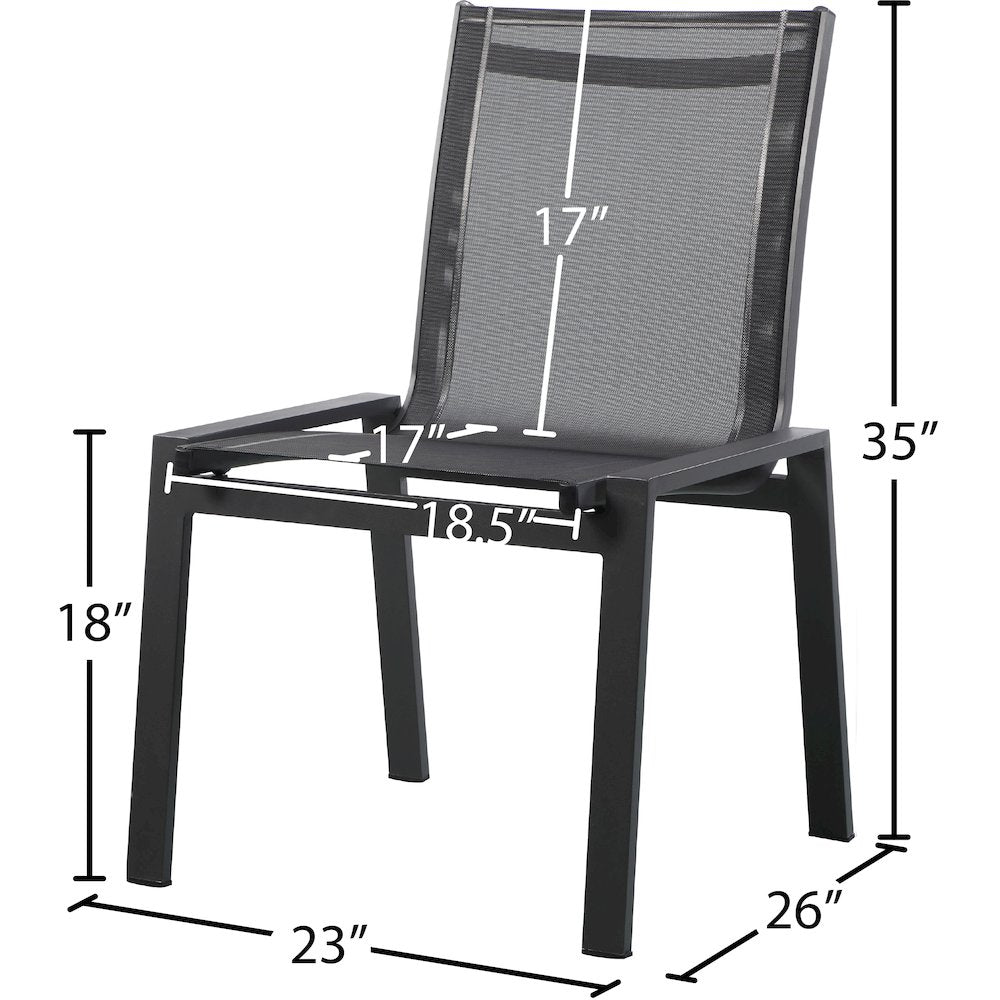 Nizuc Black Mesh Water Resistant Fabric Outdoor Patio Dining Chair, Set of 2