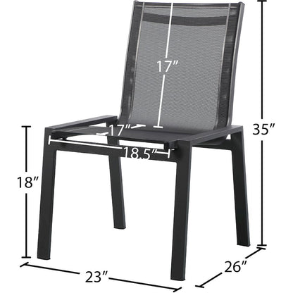 Nizuc Black Mesh Water Resistant Fabric Outdoor Patio Dining Chair, Set of 2