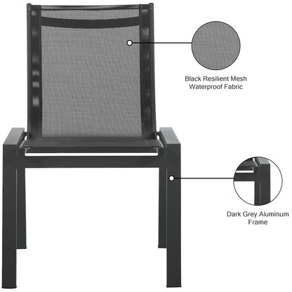 Nizuc Black Mesh Water Resistant Fabric Outdoor Patio Dining Chair, Set of 2