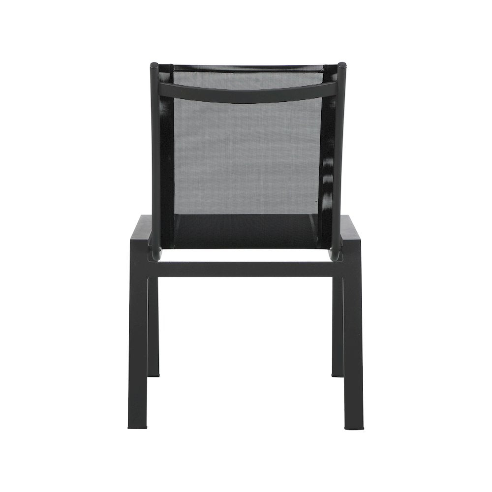 Nizuc Black Mesh Water Resistant Fabric Outdoor Patio Dining Chair, Set of 2
