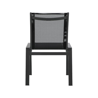 Nizuc Black Mesh Water Resistant Fabric Outdoor Patio Dining Chair, Set of 2