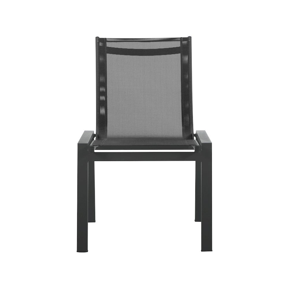 Nizuc Black Mesh Water Resistant Fabric Outdoor Patio Dining Chair, Set of 2