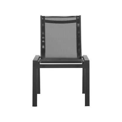 Nizuc Black Mesh Water Resistant Fabric Outdoor Patio Dining Chair, Set of 2